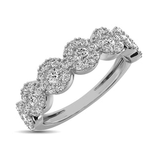 14K White Gold 5/8 Ct.Tw. Diamond Round Frame Stackable Band