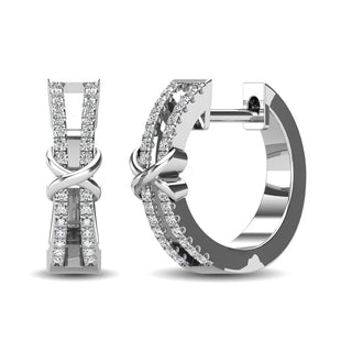 10K White Gold 1/6 Ct.Tw. Diamond Hoop Earrings