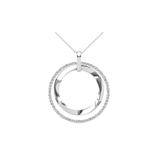 14K White Gold 1/2 Ct.Tw. Diamond Double Frame Pendant