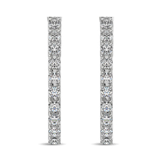 14K White Gold Diamond 9/10 Ct.Tw. In and Out Hoop Earrings