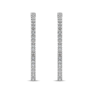 14K White Gold Diamond 2 2/5 Ct.Tw. In and Out Hoop Earrings