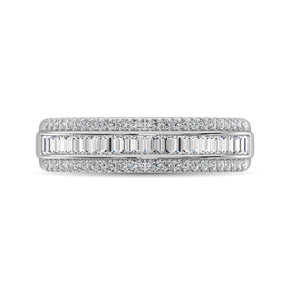 14K White Gold Round and Baguette Diamond 2/5 Ct.Tw. Anniversary Band