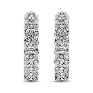 10K White Gold Diamond 1 Ct.Tw. Hoop Earrings