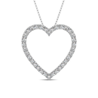 10K White Gold Diamond 1/2 Ct.Tw. Heart Pendant
