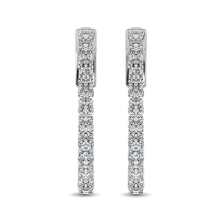 10K White Gold Diamond 1 Ct.Tw. In and Out Hoop Earrings