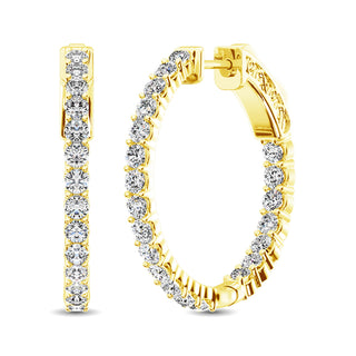 10K Yellow Gold Diamond 2 Ct.Tw. In and Out Hoop Earrings