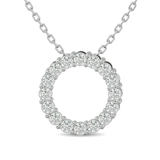 Diamond Open Circle Pendant 1/4 ct tw Round Cut in 10K White Gold