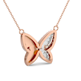 Diamond 1/8 ct tw Butterfly Necklace in 10K Rose Gold