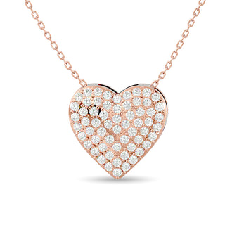 Diamond Heart Pendant 1/4 ct tw Round Cut in 10K Rose Gold