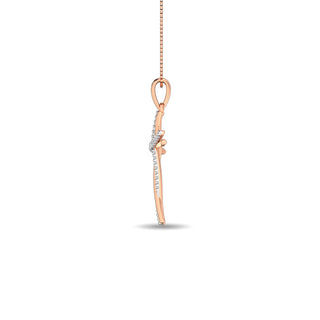 Diamond Cross Pendant 1/10 ct tw in 10K Rose Gold