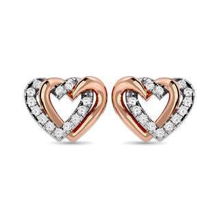 Diamond Duel Heart earrings 1/6 ct tw in 10K Rose Gold
