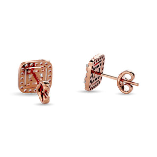 Diamond 1/3 Ct.Tw. Round and Baguette Fashion Earrings in 14K Rose Gold