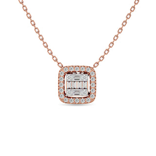 Diamond 1/4 Ct.Tw. Round and Baguette Fashion Pendant in 14K Rose Gold