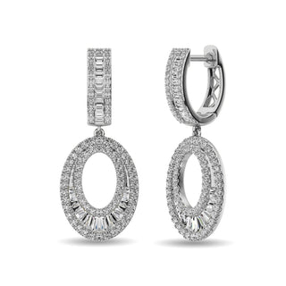 Diamond 1 Ct.Tw. Hoop Earrings in 14K White Gold