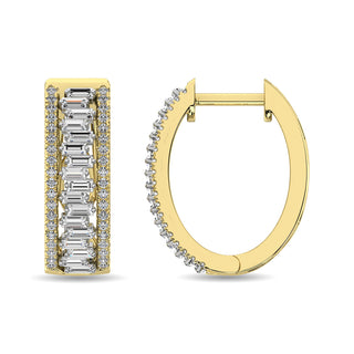 Diamond 1/2 Ct.Tw. Hoop Earrings in 14K Yellow Gold