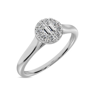 Diamond 1/6 Ct.Tw. Round and Baguette Fashion Ring in 10K White Gold