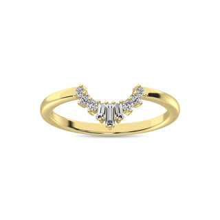 Diamond 1/6 ct tw Round and Baguette Fashion Ring  in 10K Yellow Gold