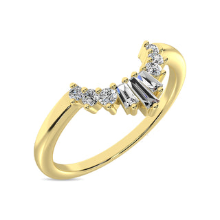 Diamond 1/6 ct tw Round and Baguette Fashion Ring  in 10K Yellow Gold