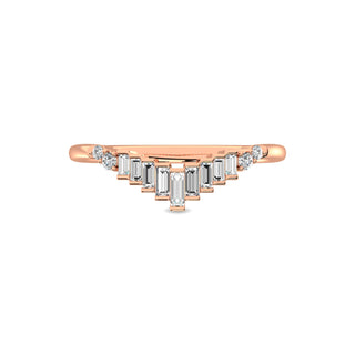 Diamond 1/5 ct tw Round and Baguette Chevron Band  in 10K Rose Gold