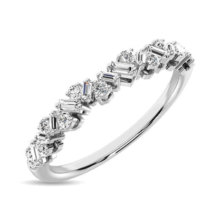 Diamond 1/5 Ct.Tw. Round and Baguette Fashion Ring in 10K White Gold