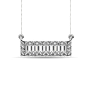 Diamond 1/6 Ct.Tw. Round and Baguette Fashion Necklace in 10K White Gold