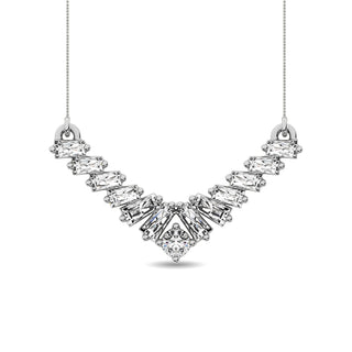 Diamond 1/5 Ct.Tw. Round and Baguette Fashion Necklace in 10K White Gold