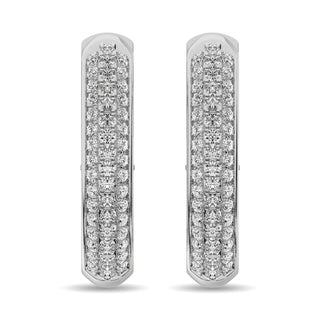 Diamond 1 ct tw Hoop Earrings in 14K White Gold