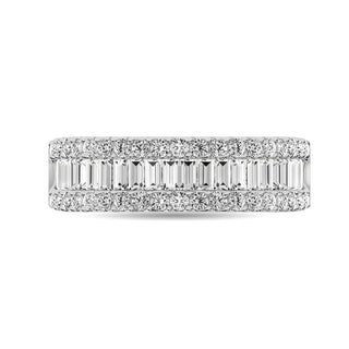 Diamond 1 Ct.Tw. Round and Baguette Fashion Band in 14K White Gold