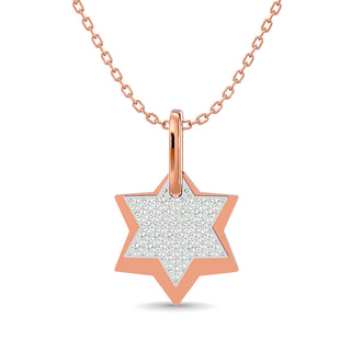 Diamond 1/6 ct tw Round Cut Star Pendant in 10K Rose Gold