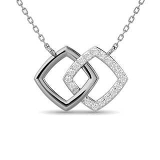 Diamond 1/6 ct tw Symatrical Square Necklace  in 10K White Gold
