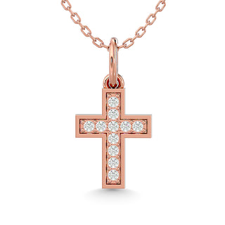 Diamond 1/10 Ct.Tw. Cross Pendant in 10K Rose Gold