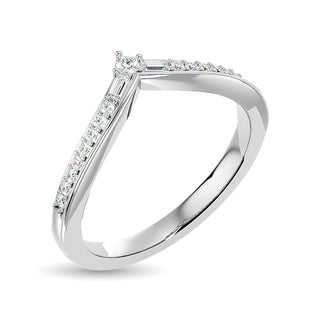 10KT WHITE GOLD 1/6CT TW DIAMOND CHEVRON BAND
