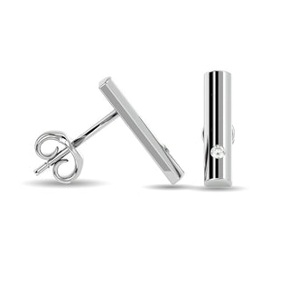 Diamond  1/20 ct tw Bar Earrings in 10K White Gold