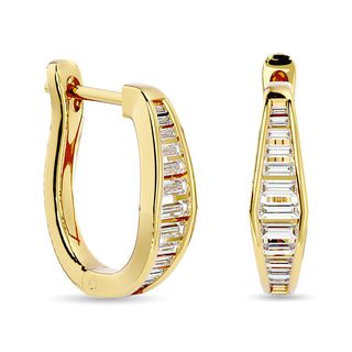 Diamond 1/2 Ct.Tw. Straight Baguette Hoop Earrings in 14K Yellow Gold