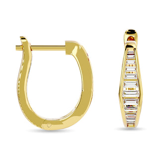 Diamond 1/2 Ct.Tw. Straight Baguette Hoop Earrings in 14K Yellow Gold