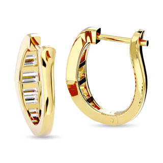 Diamond 1/2 Ct.Tw. Straight Baguette Hoop Earrings in 14K Yellow Gold