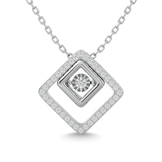 Diamond 1/4 Ct.Tw. Square Shape Pendant in 14K White Gold