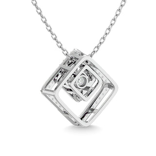 Diamond 1/4 Ct.Tw. Square Shape Pendant in 14K White Gold