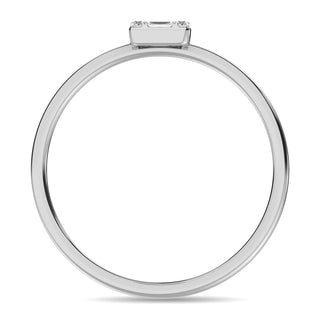 Diamond 1/10 ct tw Round and Baguette Cut Ring in 10K White Gold