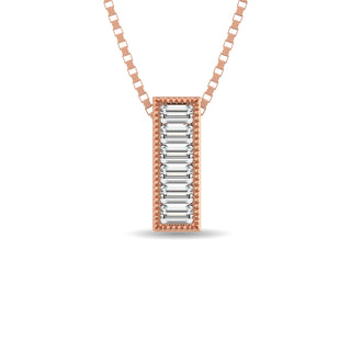 Diamond 1/20 ct tw Baguette Cut Fashion Pendant in 10K Rose Gold