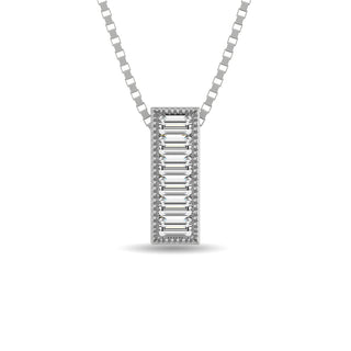 Diamond 1/20 ct tw Baguette Cut Fashion Pendant in 10K White Gold