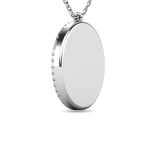 Diamond 1/8 ct tw Circle Disc Matt Finish Pendant in 10K White Gold