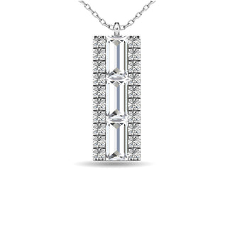 Diamond 1/2 Ct.Tw. Bar Pendant in 14K White Gold