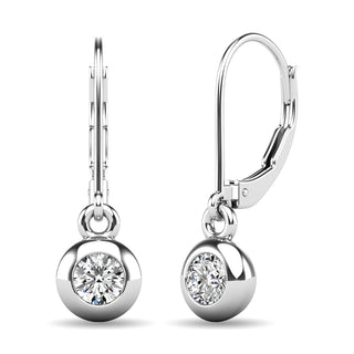 Diamond 1/10 ct tw Bezel Set Earrings in 10K White Gold