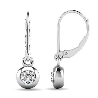 Diamond 1/10 ct tw Bezel Set Earrings in 10K White Gold
