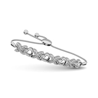 Diamond 1/6 ct tw Bolo Bracelet in Sterling Silver