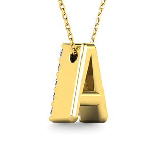 Diamond 1/8 Ct.Tw. Letter "A" Pendant in 14K Yellow Gold