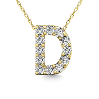 Diamond 1/8 Ct.Tw. Letter "D" Pendant in 14K Yellow Gold