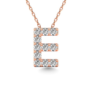 Diamond 1/10 Ct.Tw. Letter "E" Pendant in 14K Rose Gold