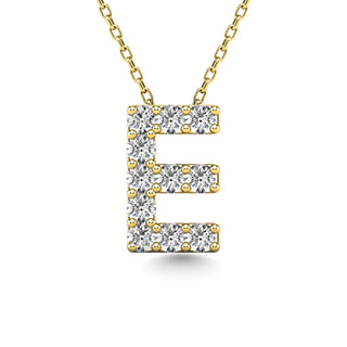 Diamond 1/10 Ct.Tw. Letter "E" Pendant in 14K Yellow Gold